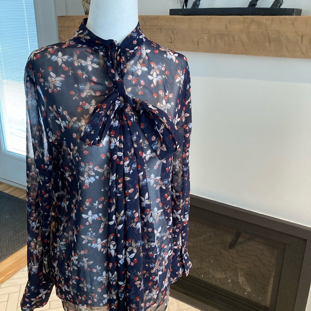 Zara Translucent blouse with bow size S